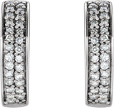 14K Gold Round Natural Diamond Accented Hoop Earrings VI - view 4