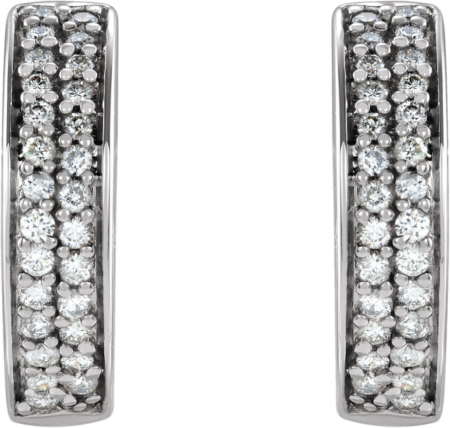 14K Gold Round Natural Diamond Accented Hoop Earrings VI - view 4