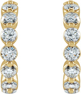 14K Gold Round Natural Diamond Accented Hoop Earrings – 2-3mm Stones - Yellow Gold - view 6