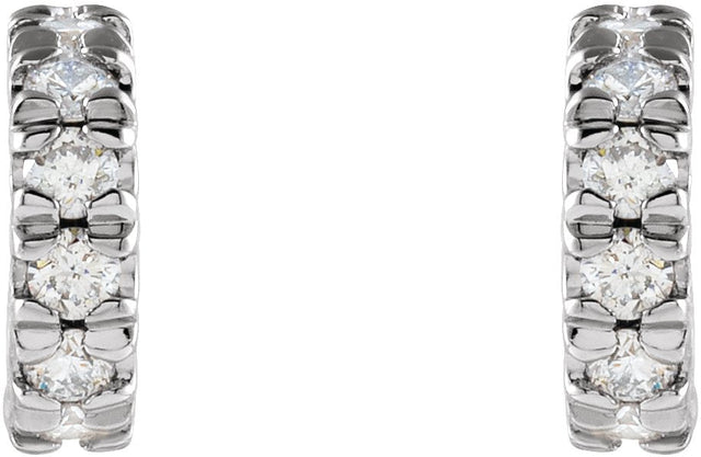14K Gold Round Lab-Grown Diamond French-Set Hoop Earrings - White Gold - view 6