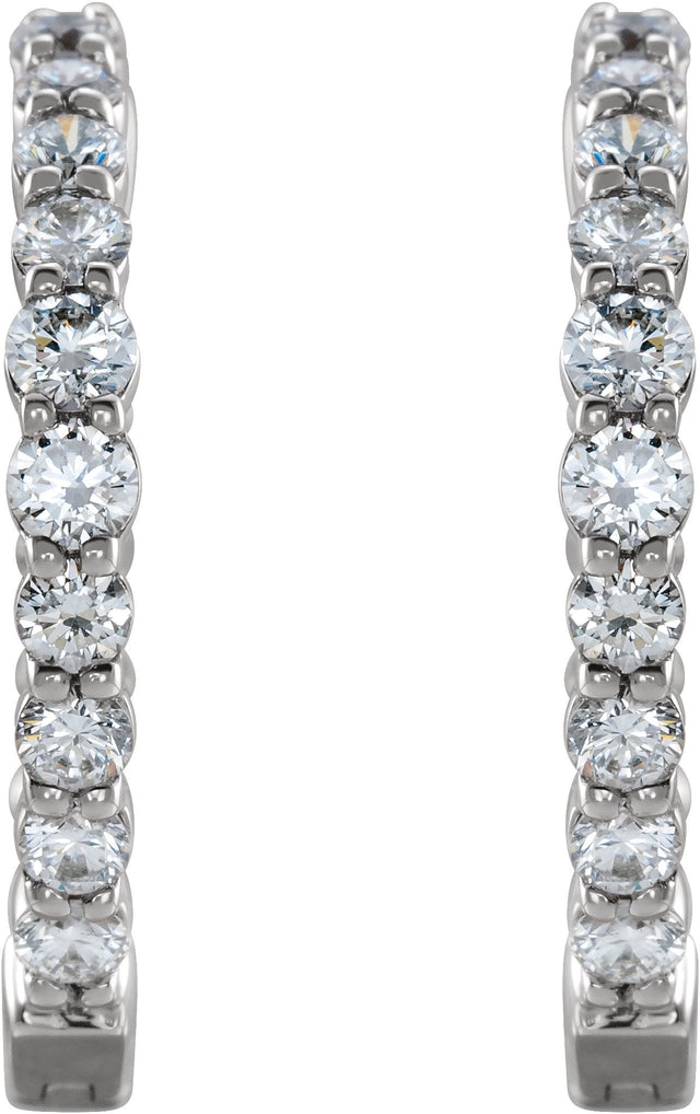14K Gold Round Lab-Grown Diamond Inside-Outside Hoop Earrings – up to 1/2 CTW - White Gold - view 11