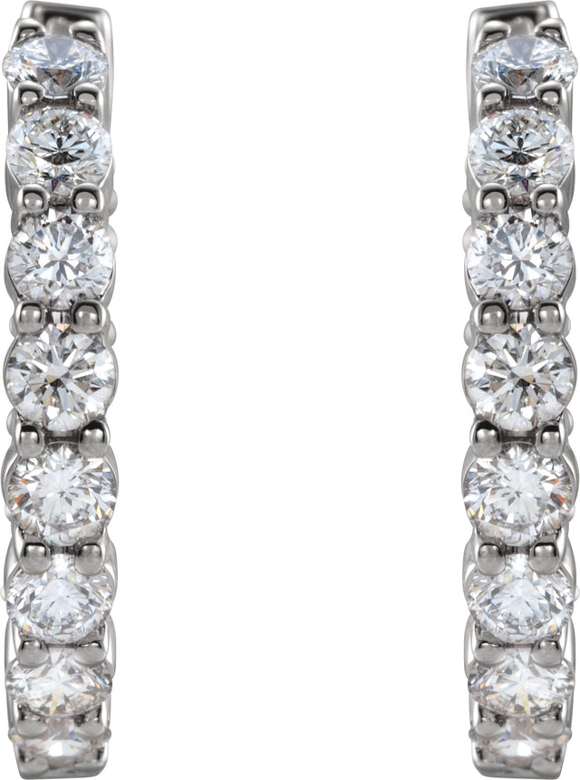 14K Gold Round Lab-Grown Diamond Inside-Outside Hoop Earrings – up to 1/2 CTW - White Gold - view 11