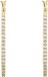 14K Gold Round Natural Diamond Inside-Outside U-Hoop Earrings - Yellow Gold - view 6