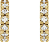 14K Gold Round Lab-Grown Diamond French-Set Hoop Earrings - Yellow Gold - view 6