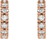 14K Gold Round Lab-Grown Diamond French-Set Hoop Earrings - Rose Gold - view 6