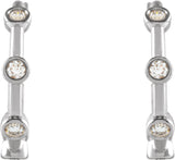 14K Gold Round Natural Diamond Bezel-Set Hoop Earrings – 2-2.5mm Stones - White Gold - view 4