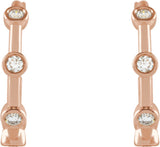 14K Gold Round Natural Diamond Bezel-Set Hoop Earrings – 2-2.5mm Stones - Rose Gold - view 4