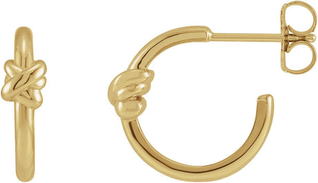14K Gold Knot Hoop Earrings - Yellow Gold