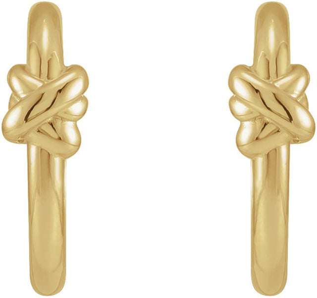 14K Gold Knot Hoop Earrings - Yellow Gold - view 2