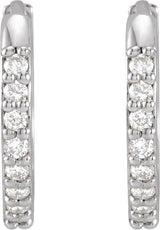 Platinum Round Natural Diamond Accented Huggie Earrings – 1.3-2mm Stones - view 13