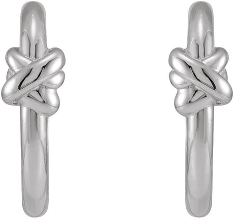 Platinum Knot Hoop Earrings - view 2