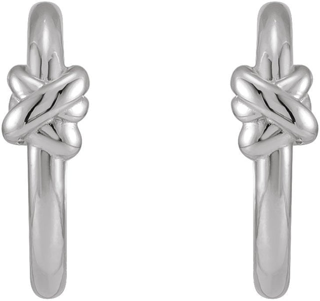 Platinum Knot Hoop Earrings - view 2