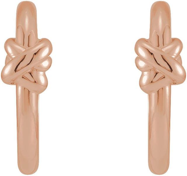 14K Gold Knot Hoop Earrings - Rose Gold - view 2