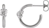 14K Gold Knot Hoop Earrings - White Gold