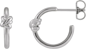14K Gold Knot Hoop Earrings - White Gold
