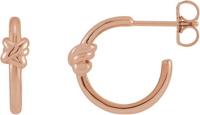 14K Gold Knot Hoop Earrings - Rose Gold