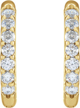 14K Gold Round Natural Diamond Inside-Outside Hoop Earrings – 2.4-2.8mm Stones - Yellow Gold - view 6