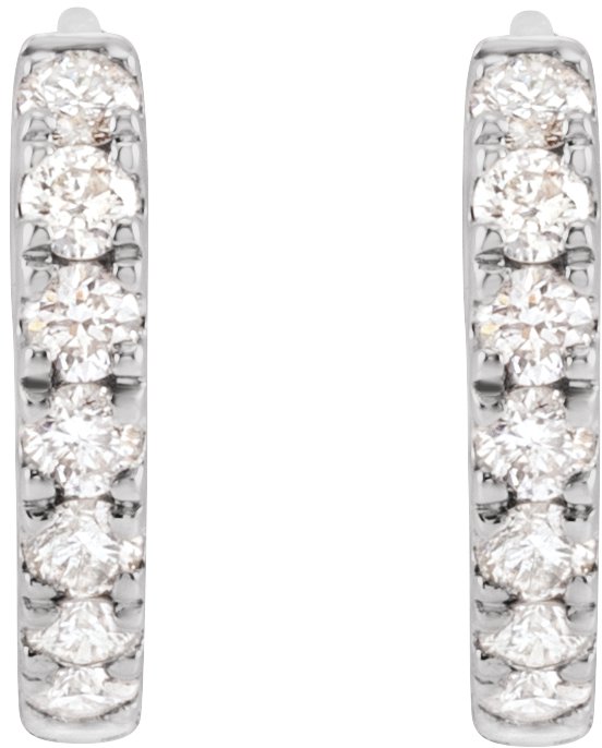 14K Gold Round Lab-Grown Diamond Hoop Earrings - White Gold - view 4