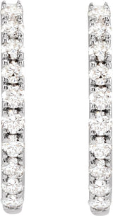 14K Gold Round Lab-Grown Diamond Hoop Earrings - White Gold - view 4