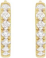 14K Gold Round Lab-Grown Diamond Hoop Earrings - Yellow Gold - view 4