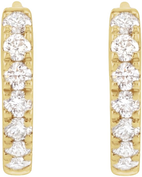 14K Gold Round Lab-Grown Diamond Hoop Earrings - Yellow Gold - view 4