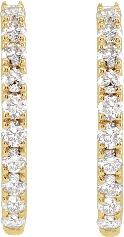 14K Gold Round Lab-Grown Diamond Hoop Earrings - Yellow Gold - view 4