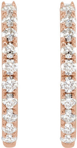 14K Gold Round Lab-Grown Diamond Hoop Earrings - Rose Gold - view 4