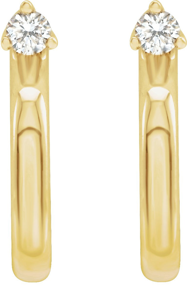 14K Gold Round Natural Diamond Accented Hoop Earrings VIII - Yellow Gold - view 4