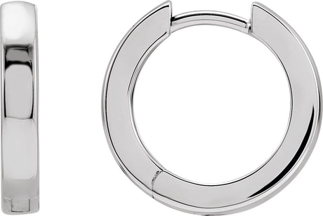 18K Gold Hinged Hoop Earrings - White Gold
