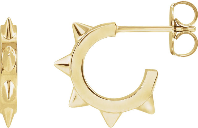 14K Gold Spike Hoop Earrings - Rose Gold