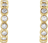 14K Gold Round Lab-Grown Diamond Bezel-Set Hoop Earrings - Yellow Gold - view 6
