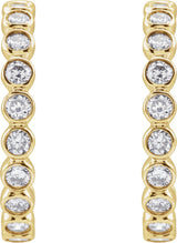 14K Gold Round Lab-Grown Diamond Bezel-Set Hoop Earrings - Yellow Gold - view 6