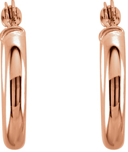 14K Gold Tube Hoop Earrings - Rose Gold - view 6