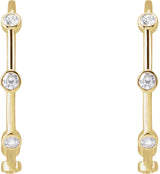 14K Gold Round Natural Diamond Bezel-Set Hoop Earrings – 2-2.5mm Stones - Yellow Gold - view 4