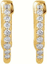 14K Gold Round Natural Diamond Inside-Outside Hoop Earrings – 1.3-2.6mm Stones - Yellow Gold - view 6