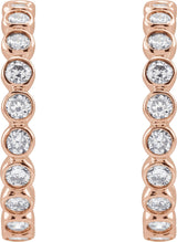 14K Gold Round Lab-Grown Diamond Bezel-Set Hoop Earrings - Rose Gold - view 6