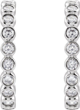 14K Gold Round Lab-Grown Diamond Bezel-Set Hoop Earrings - White Gold - view 6