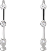 14K Gold Round Natural Diamond Bezel-Set Hoop Earrings – 2-2.5mm Stones - White Gold - view 4