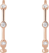 14K Gold Round Natural Diamond Bezel-Set Hoop Earrings – 2-2.5mm Stones - Rose Gold - view 4