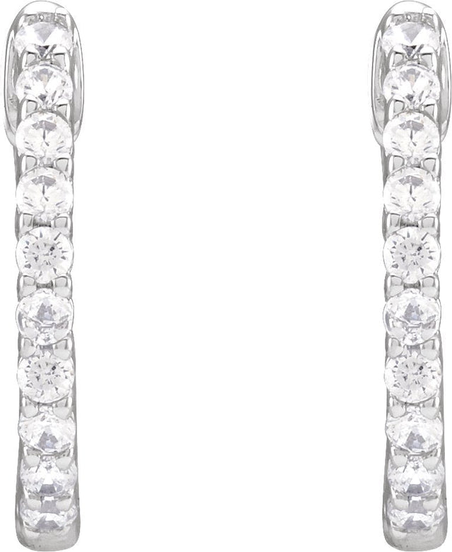 14K Gold Round Lab-Grown Diamond Inside-Outside Hoop Earrings – up to 1/2 CTW - White Gold - view 11