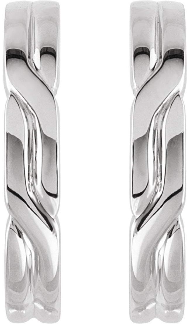 14K Gold J-Hoop Earrings II - White Gold - view 2