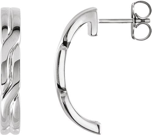 14K Gold J-Hoop Earrings II - White Gold