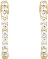 14K Gold Round Lab-Grown Diamond Inside-Outside Hoop Earrings – 1.5-3mm Stones - Yellow Gold - view 11