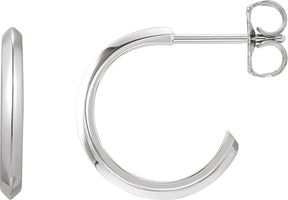 14K Gold Knife-Edge Hoop Earrings - White Gold