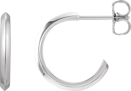 14K Gold Knife-Edge Hoop Earrings - White Gold