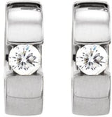 14K Gold Round Natural Diamond Hinged Hoop Earrings - White Gold - view 4