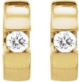 14K Gold Round Natural Diamond Hinged Hoop Earrings - Yellow Gold - view 4