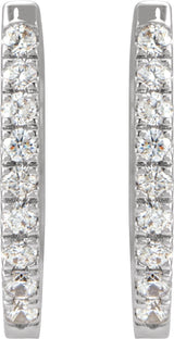 14K Gold Round Natural Diamond Accented U-Hoop Earrings – 8.1x8.1mm - White Gold - view 4