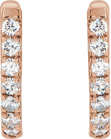 14K Gold Round Natural Diamond Accented U-Hoop Earrings – 8.1x8.1mm - Rose Gold - view 4