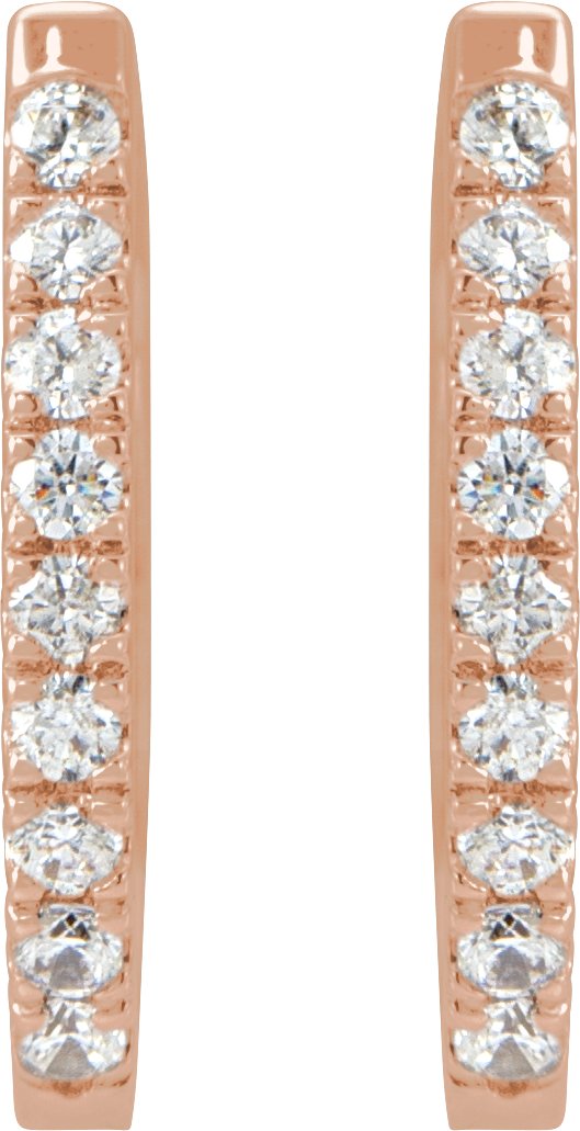 14K Gold Round Natural Diamond Accented U-Hoop Earrings – 8.1x8.1mm - Rose Gold - view 4